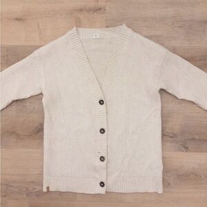 Tentree Sustainable Wool Blend Chunky Knit Cardigan Cream